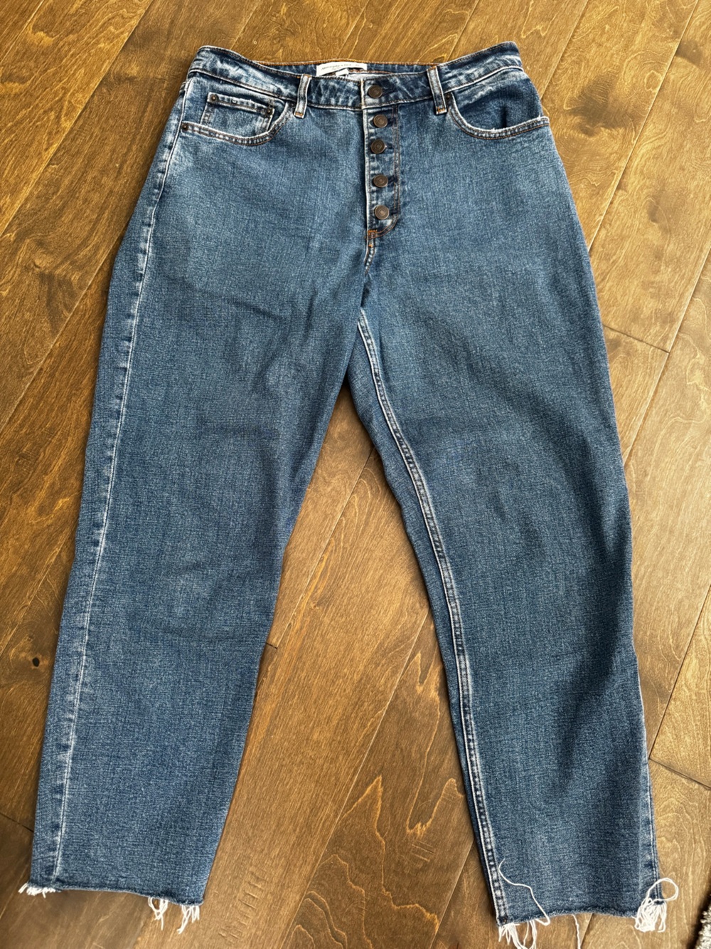 Abercrombie & Fitch High-Rise Button-Front Blue Jeans - Curve Love - size 30